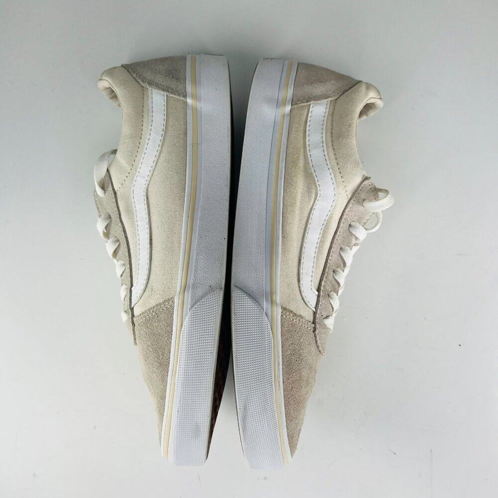 Vans Old Skool Canvas Suede Low Top Skate Sneakers Shoes Beige Grey Women 8.5 - Picture 6 of 13